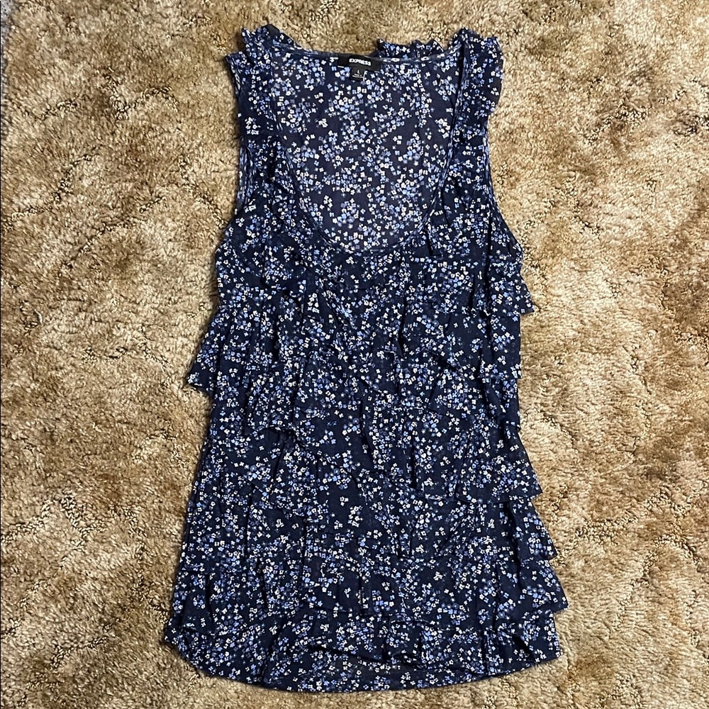 Express Women Sleeveless multi small Floral Dark blue Tank ~ Sz Large